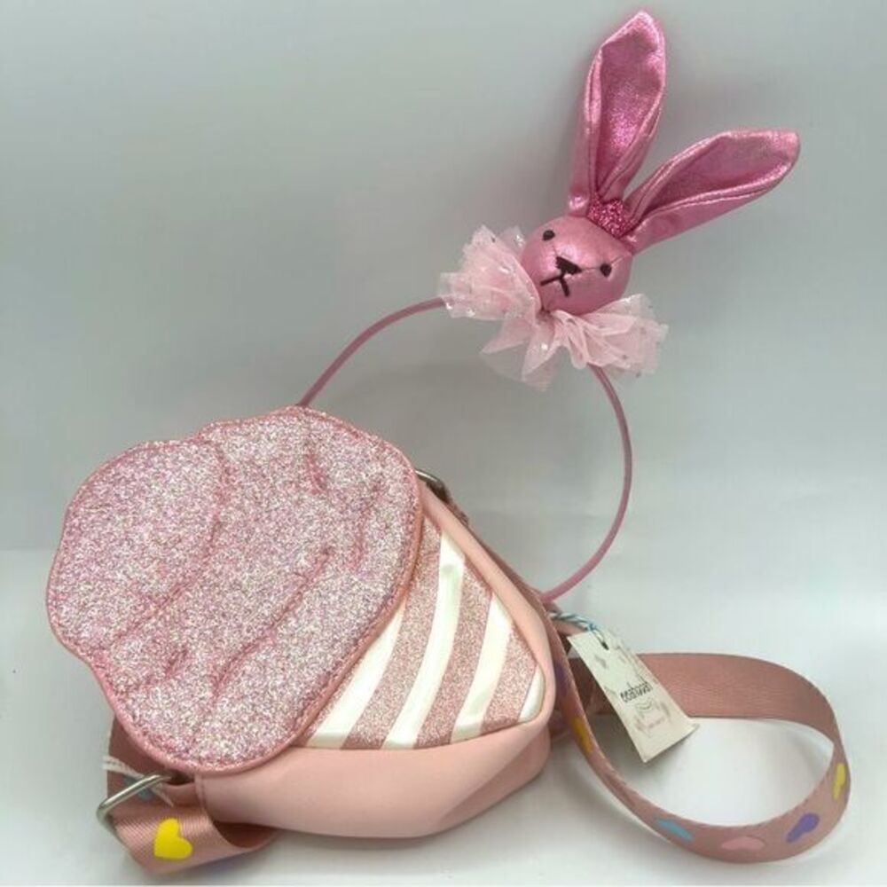 OMG Accessories Glitter Pink Ice Cream Crossbody Bag and Bunny Headband